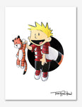 Comic Strip Kid / Stuffed Tiger Premium Art Print