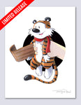 Winter Stuffed Tiger / Comic Strip Kid Limited Edition Premium Art Print