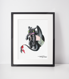 Night Dragon / Dragon Trainer Premium Art Print