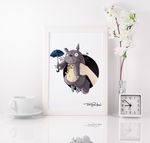 Cuddly Forest Creature / Little Girl Premium Art Print