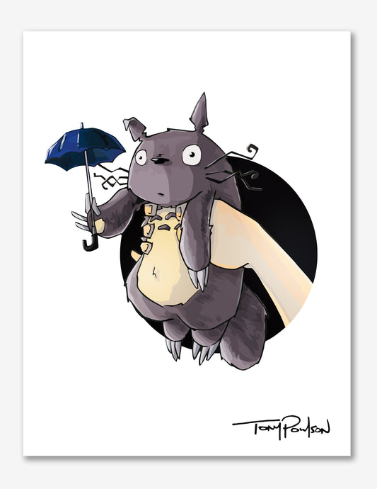 Cuddly Forest Creature / Little Girl Premium Art Print