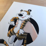 Stuffed Tiger / Comic Strip Kid Premium Art Print